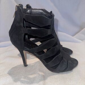 Ivanka Trump Black Suede Strappy Heels